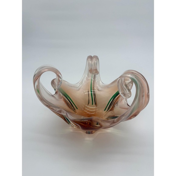 Other - Vintage Murano Art Glass Amber Centerpiece Bowl Jordan Imports Label Italy V8